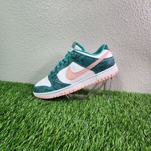 Size 11.5 Nike Dunk Low Snakeskin Washed Teal Bleached Coral Mens DR8577-300